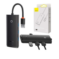 USB-хаб Baseus Lite Series 4-Port USB-A HUB Adapter (USB-A to USB 3.0*4) 25cm Black (Колір Черный) - фото № 6