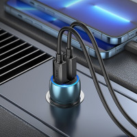 Автомобільний зарядний пристрій HOCO Z48 Tough 40W dual port(2C) car charger set(C to iP) Sapphire Blue (Колір Sapphire Blue) - фото № 4