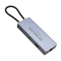 USB-хаб HOCO HB51 Wow 6-in-1 multi-function converter (HDTV+RJ45+PD+USB3.0*3) Deep Space Gray (Колір Deep-Space-Gray) - фото № 3
