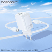 Мережевий зарядний пристрій BOROFONE BN29 Fuente PD30W+QC3.0 charger (EU) White (Цвет Білий) - фото № 7