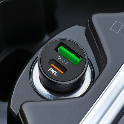 Автомобільний зарядний пристрій HOCO Z32B Speed up PD20W+QC3.0 car charger Black (6931474739797) - зображення 4