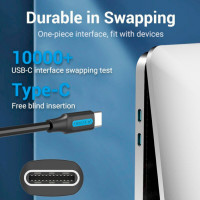 Кабель Vention USB 2.0 C Male to Male Cable 1M Black PVC Type (COSBF) (Цвет Черный) - фото № 3