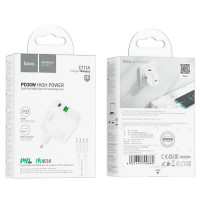 Мережевий зарядний пристрій HOCO C111A Lucky dual-port PD30W+QC3.0 charger set(Type-C to Type-C) White (Колір 7068) - фото № 7
