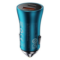 Автомобільний зарядний пристрій Baseus Golden Contactor Max Dual Fast Charger Car Charger U+C 60W Blue (Цвет Синий) - фото № 3