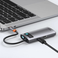 USB-хаб Baseus Metal Gleam Series 4-in-1 Multifunctional Type-C HUB Docking Station Gray（Type-C to HDMI*1+USB3.0*1+USB2.0*1+PD*1） (Колір Gray) - фото № 8