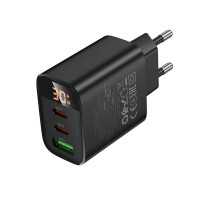 Мережевий зарядний пристрій BOROFONE BA98A Ilustre PD30W (2C1A) charger with digital display (EU) Black (Колір 7073) - фото № 6