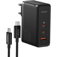 Мережевий зарядний пристрій Baseus GaN5 Pro Digital Fast Charger 2C+U 160W EU Cluster Black (With Superior Series Fast Charging Data Cable Type-C to T (Цвет Black) - фото № 5