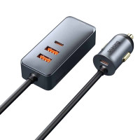 Автомобільний зарядний пристрій Baseus Share Together PPS multi-port Fast charging with extension cord 120W 2U+2C Gray (Цвет Серый) - фото № 2