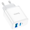 Мережевий зарядний пристрій HOCO C105A Stage dual port PD20W+QC3.0 charger White (Белый)- № 5