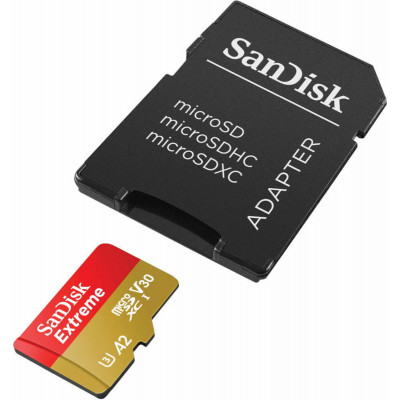 microSDXC (UHS-1 U3) SanDisk Extreme A2 256Gb class 10 V30 (R190MB/s,W130MB/s) (adapter SD) - зображення 2