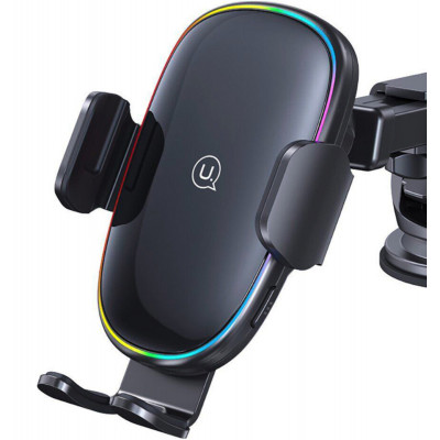 Тримач для мобільного Usams US-CD187 15W Wireless Charging Car Holder With Colorful Light - изображение 3