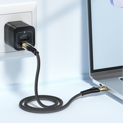 Кабель Essager Interstellar Transparent Design USB Charging Cable Type C to Type C 100W 2m black (EXCTT1-XJA01-P) - зображення 3