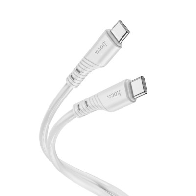 Кабель HOCO X97 Crystal color 60W silicone charging data cable Type-C to Type-C light gray (6931474799937) - зображення 1