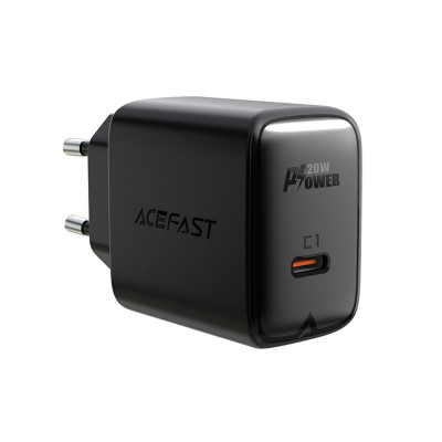 Мережевий зарядний пристрій ACEFAST A1 PD20W single USB-C charger Black - изображение 1