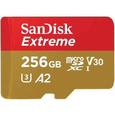 microSDXC (UHS-1 U3) SanDisk Extreme A2 256Gb class 10 V30 (R190MB/s,W130MB/s) (adapter SD) - зображення 1
