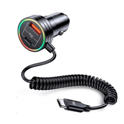 АЗП Usams US-CC167 C33 60W Car Charger With Spring Cable Black - изображение 2