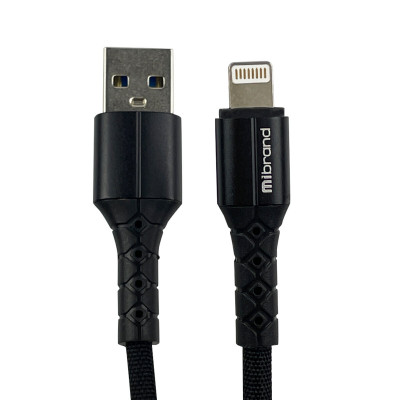 Кабель Mibrand MI-32 Nylon Charging Line USB for Lightning 2A 1m Black - зображення 1