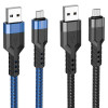 Кабель HOCO U110 USB to Micro 2.4A, 1.2м, нейлон, алюминиевые разъемы, Черный (6931474770585) - изображение 3