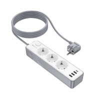 Мережевий подовжувач BOROFONE BAC9 Power 3-position socket(PD20W/1C3A)(EU/GER)(L=2M) White (Цвет 7068) - фото № 6