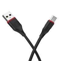 Кабель BOROFONE BX17 USB to Type-C 2A, 1m, PVC, TPE connectors, Black (Цвет 7073), Атикул k13796 |  купить на VILKI.NET - фото № 1