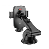 Автотримач для телефона HOCO H79 Vista push-type car holder (center console) Black Metal Gray (Цвет Black Metal Gray) - фото № 3
