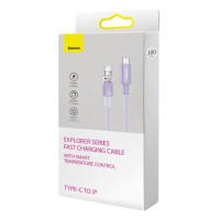 Кабель Baseus Explorer Series Fast Charging Cable with Smart Temperature Control Type-C to iP 20W 1m Purple (Колір Фиолетовый) - фото № 2
