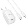 Мережевий зарядний пристрій HOCO C148A Charm single port PD30W charger set (C to iP) (EU) White (Білий)- № 6