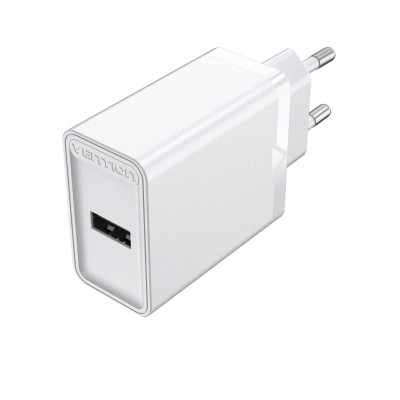 Зарядный пристрій Vention 1-портовое зарядное устройство USB (12 Вт), вилка европейского стандарта, белая (FAAW0-EU) - изображение 2
