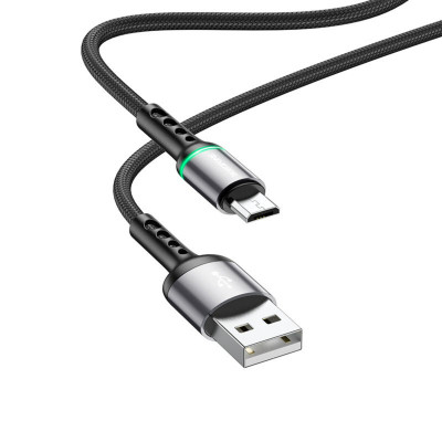 Кабель BOROFONE BU33 USB to Type-C 3A, 1.2m, nylon, aluminum connectors, light indicator, Black - зображення 1