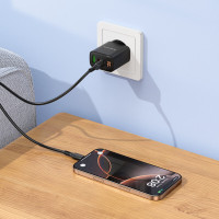Мережевий зарядний пристрій BOROFONE BA98A Ilustre PD30W (2C1A) charger with digital display (EU) Black (Колір 7073) - фото № 8