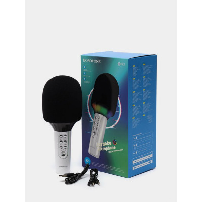 Портативна колонка BOROFONE BFK2 Elf karaoke microphone White - зображення 2