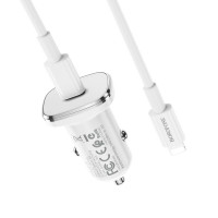 Автомобільний зарядний пристрій BOROFONE BZ12B single port QC3.0 (Type-C to Lightning) 18W White (Цвет Белый) - фото № 3