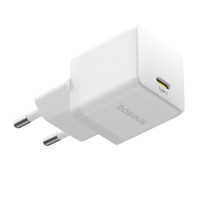 Мережевий зарядний пристрій Baseus Palm Fast Charger 1C 20W EU Moon White (with Baseus Mini White Cable USB-C to USB-C 60W (20V/3A) 1m Moon White) (Цвет Moon-White) - фото № 3
