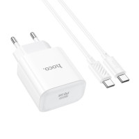 Мережевий зарядний пристрій HOCO C76A Pro Majestic single port PD30W charger set (Type-C to Type-C)(EU) White (Цвет Білий) - фото № 4