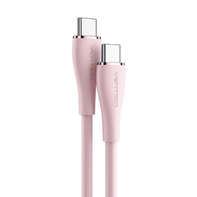 Кабель Vention USB 2.0 C Male to C Male 5A Кабель 1 м Розовый силиконовый тип (TAWPF) - изображение 1
