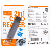 Кардрідер HOCO HB45 Spirit 2-in-1 USB 2.0 card reader Metal Gray (Цвет Metal Gray) - фото № 2