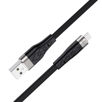 Кабель HOCO X53 USB to Micro 2.4A, 1m, silicone, aluminum connectors, Black (6931474738073) - зображення 1