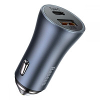 Автомобільний зарядний пристрій Baseus Golden Contactor Pro Dual Quick Charger Car Charger U+C 40W Dark Gray