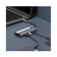 USB-хаб Baseus Metal Gleam Series 7-in-1 Multifunctional Type-C HUB Docking Station Gray（Type-C to HDMI*1+USB3.0*2+USB-C*1+PD*1+SD/TF*1) (Цвет Gray) - фото № 5