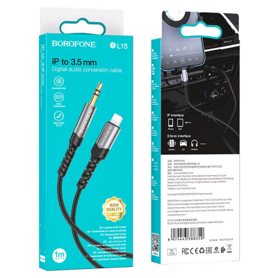 Аудiо-кабель BOROFONE BL15 iP Hi-sound digital audio conversion cable 1m Metel Grey - изображение 8