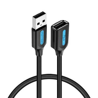 Кабель Vention USB 2.0 A Male to A Female Extension Cable 1.5M black PVC Type (CBIBG) - зображення 1