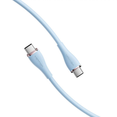 Кабель Vention USB 2.0 C Male to C Male 5A Кабель 1,5 м Голубой силиконовый тип (TAWSG) - изображение 2