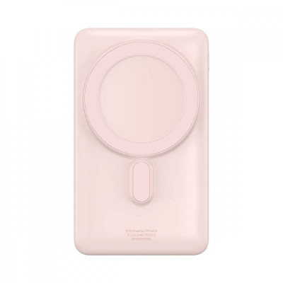 Зовнішній акумулятор Baseus Magnetic Bracket Wireless Fast Charge Power Bank 10000mAh 20W Pink (With cable Type-C to Type-C 60W（20V/3A) - зображення 1