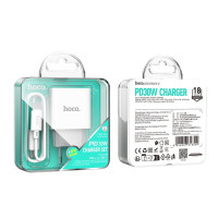 Мережевий зарядний пристрій HOCO C76A Pro Majestic single port PD30W charger set (Type-C to Type-C)(EU) White (Цвет Білий) - фото № 2