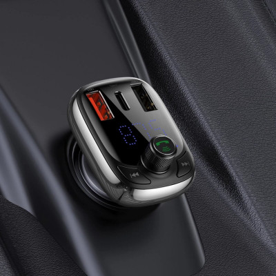 АЗП з FM-модулятором Baseus T Shaped S-13 Car Bluetooth MP3 Player (PPS Fast Charger Edition) Black - изображение 7