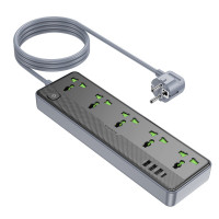 Мережевий подовжувач BOROFONE BAC4A Lord 5 position socket(1C3A)(EU) Black (Колір Черный) - фото № 6