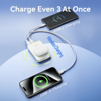 Зовнішній акумулятор Vention 10000mAh Magnetic Wireless Power Bank (USB-C + Lightning + USB-C + USB-A +Wireless) 22.5W Black LED Display Type (FHTB0) (Цвет 7073) - фото № 8