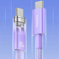 Кабель Baseus Explorer Series Fast Charging Cable with Smart Temperature Control USB-C to USB-C 100W 1m Nebula Purple  - фото № 3