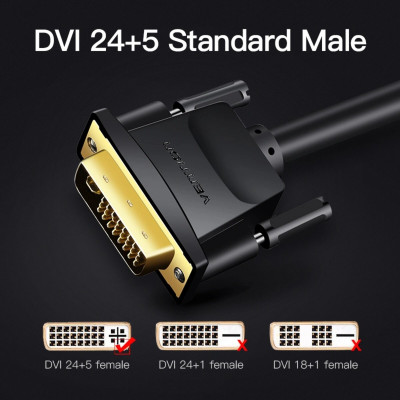 Кабель Vention DVI(24+5) to VGA Cable 3M Black (EACBI) - зображення 4