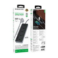 Мережевий подовжувач BOROFONE BAC4A Lord 5 position socket(1C3A)(EU) Black (Колір Черный) - фото № 7